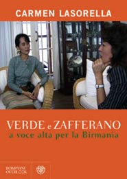 Copertina del libro Verde e Zafferano, a voce alta per la Birmania scritto dalla giornalista Carmen Lasorella