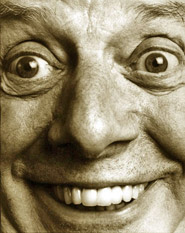 Un primo piano di Dario Fo