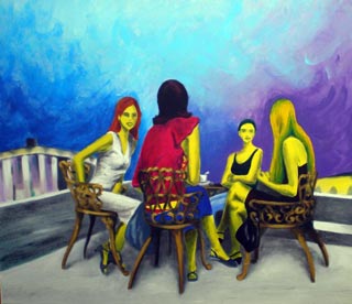 Le amiche di Vivianna de santi acrilico su tela