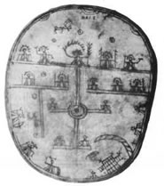 l'asse del mondo disegnato sul tamburo di uno sciamano