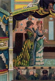 Cartolina d'epoca, donne a teatro